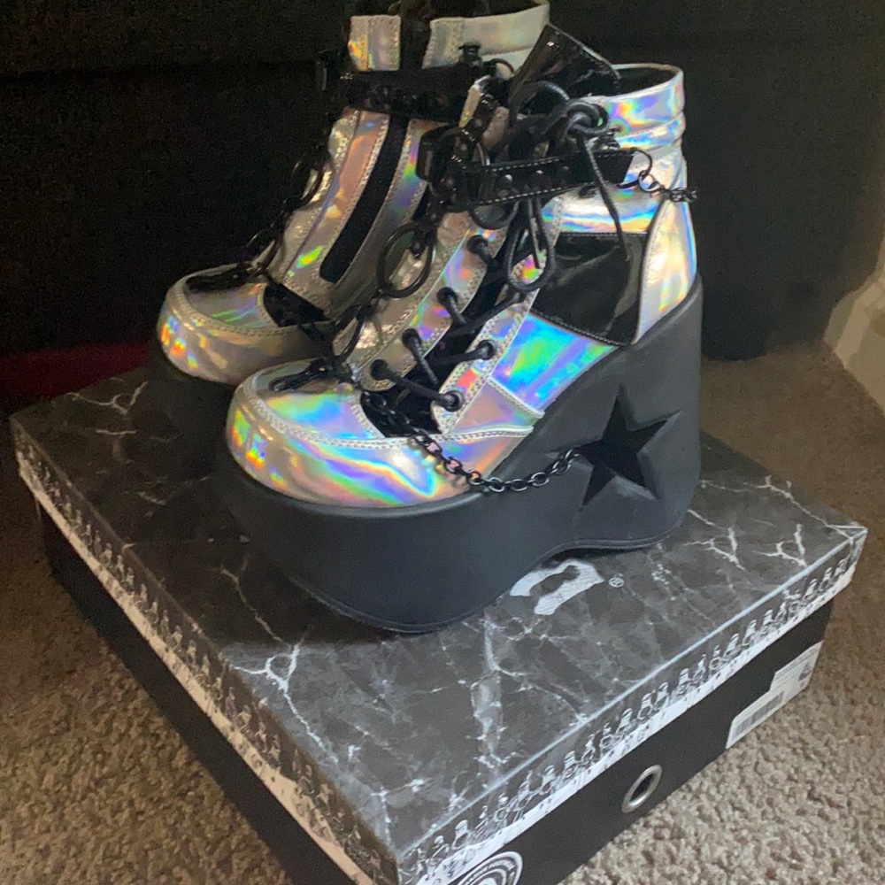 Demonia X IHR Holo Dynamite Star Cut Out Booties